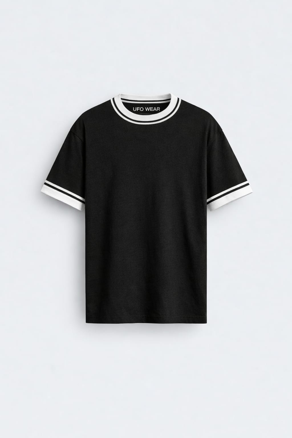 Çift Görünümlü Siyah T-Shirt