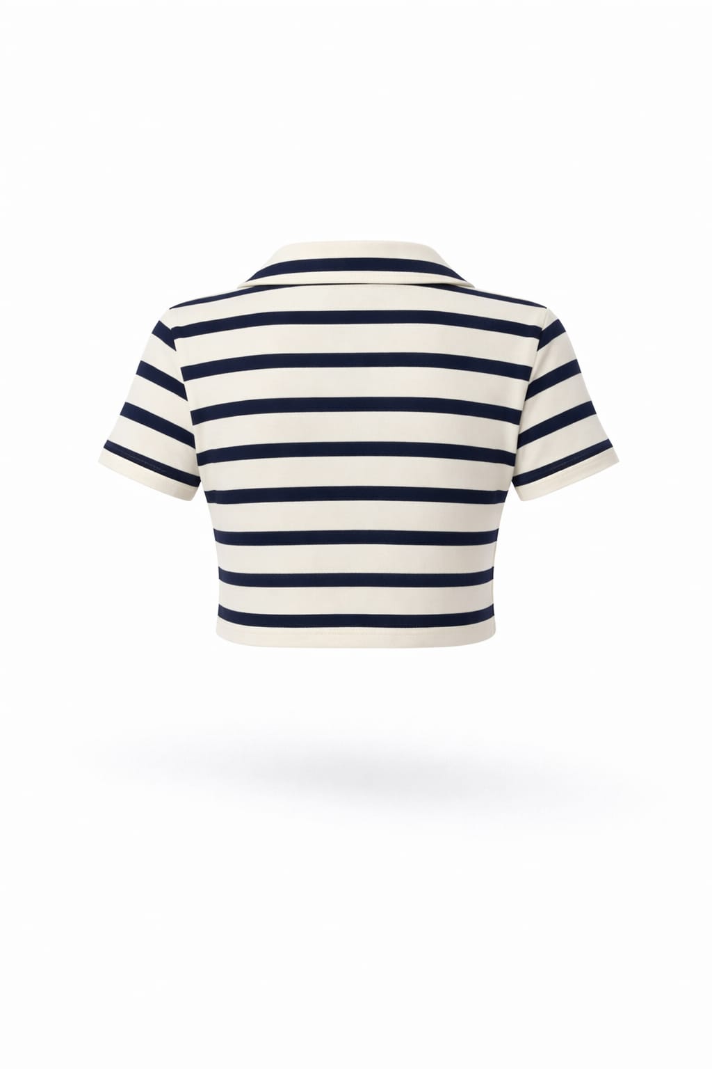 Kısa Kollu Çizgili Polo Yaka Crop Tişört